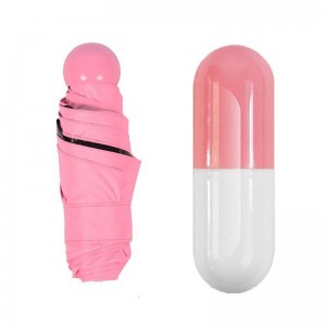 Paraplu 2019 6 panelen Mini 5-voudig zwart gecoate uv-paraplu Roze capsuleparaplu