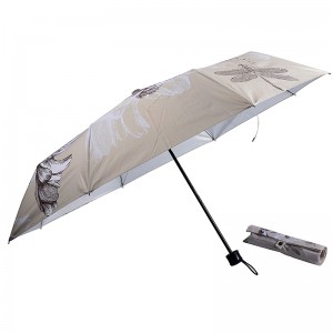 Promotionele paraplu met opdruk logo 3-voudige paraplu met zilveren coating