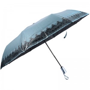 Zwarte zonweringparaplu met fotografieontwerpprint 3 opvouwbare paraplu
