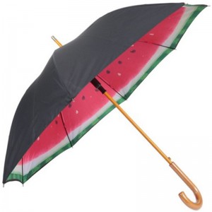 Houten schacht en houten handvat dubbele stoffen op maat gemaakte rechte paraplu