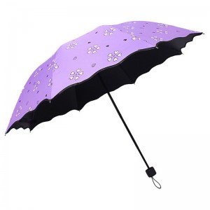 Mooie print 3-voudige handleiding open magische kleur veranderende paraplu onder regent