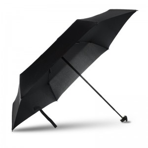 Zwart pongeerstof metalen frame plastic handvat handmatig open 5-voudige mini pocket paraplu