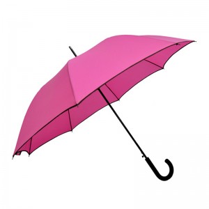 Chinese leverancier pongee stof metalen frame auto open roze rechte paraplu