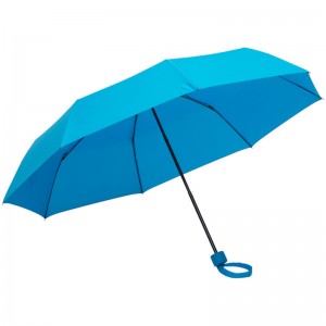 Chinese leverancier full color custom pongee stof metalen frame handleiding open 3 doorwaadbare paraplu